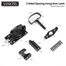 SANKINS Gate Door Latch, Dual-Sided Operation, Heavy Duty Durable Gate Door Latches for Wooden, Vinyl, Metal Gates, Suitable for Inward and Outward Opening Gates, Enhanced Security with Lock, Black