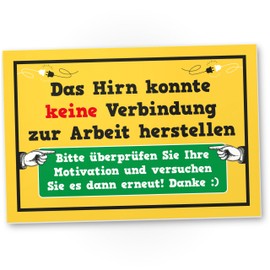 DankeDir! Hirn keine Verbindung Arbeit - 30 x 20 cm Schild - Party Partydeko Geschenk Geschenkidee Deko Kollegen Freunde - Türschild Wanddeko Spruchschild Karte Geburtstagsgeschenk lustiger Spruch