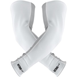 Nxtrnd Air-TEK Arm Sleeves, Breathable Football Arm Sleeves, Compression Arm Sleeves for Men, Sold as a Pair (Youth, White)