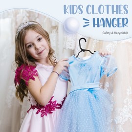 HOUSE DAY Baby Hangers 100 Pack - Durable Plastic Infant & Kids Clothes Hangers, Thin Compact Space-Saving Design for Nursery/Children's Closet, Toddler Small Hangers Black (Infant/Baby/Toddler/Kids)