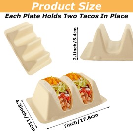LOLYSIC 50 Pack Pulp Fiber Taco Holder, Taco Holders with 2 Dividers, Pulp Fiber Taco Plates for 2 Tacos, Taco Tray Holder for Party, Taco Tuesday Lazy Susan Taco Bar Serving Set for Party