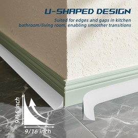Flexible Quarter Round Molding Trim - Peel and Stick Silicone Caulk Strip,Shoe Molding for Floor Edges,Wall Corner,Staircase,Cabinet,Baseboard and Window Sill in Bathroom/Kitchen/Living Room,236 Inch