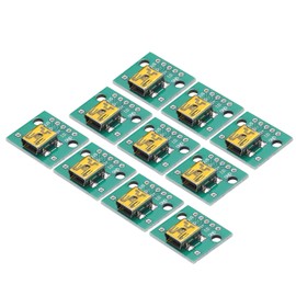 QUARKZMAN Mini USB to DIP Female 5-Pin 2.54 mm Pitch Soldered PCB Adapter Board Pack of 10
