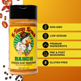K-Town Krack - Ranch Chicken Dust Seasoning - Ranch Seasoning, Chicken Rub & BBQ Rub Seasoning for Chicken, Beef, Pork, Fish - Chicken Seasoning, Spice Rub, Ranch Seasoning Powder & Ranch Topping 9oz