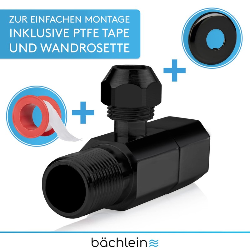 Bächlein Universal Angle Valve with Quick Release in Matt Black