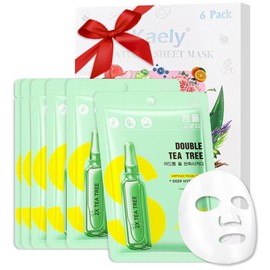 Tea Tree Face Masks Skincare,Facial Mask Skin Care Korean,Nourish,Brighten,Deep Moisturizing,Atural Skin Care Spa Face Mask,Hydrating Smoothing Face Masks for Women Men,for All Skin Types 6 Pack