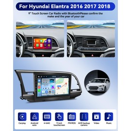 CAMECHO 4G+64G 8 Core Android 15 Car Stereo for Hyundai Elantra (AD) 2016-2018, 9" Touch Screen Car Radio with Carplay Android Auto Bluetooth,32EQ/FM/RDS,GPS,DSP,WiFi, 59 UI + Backup Camera