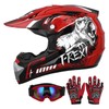 OUMURS DOT Youth Dirt Bike Helmet with Goggles & Gloves