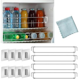 4 Pack Adjustable Stainless Steel RV Refrigerator Tension Rods, Extendable Fridge Bars, Ideal RV Refrigerator Accessories for Stabilizing Food & Drinks, Prevents Spills&Mess During Travel