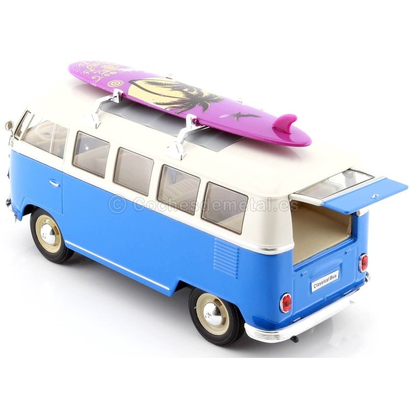 Welly 1:24 1962 Volkswagen Classical Bus with Surfboard Red/White