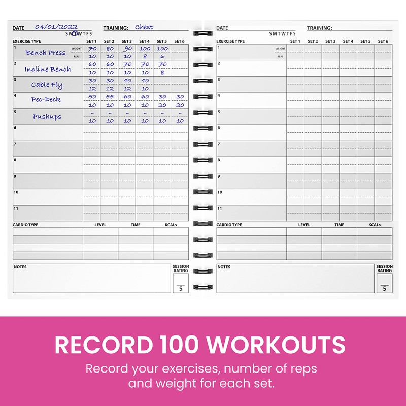 Ultimate Gym Workout Log Book, XL A5 Exercise, Fitness and