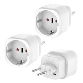 3 pieces Switzerland travel adapter, Germany to Switzerland travel adapter, adapter Switzerland Germany, Schuko EU to type J socket, for Maldives, Rwanda, Liechtenstein travel adapter, white