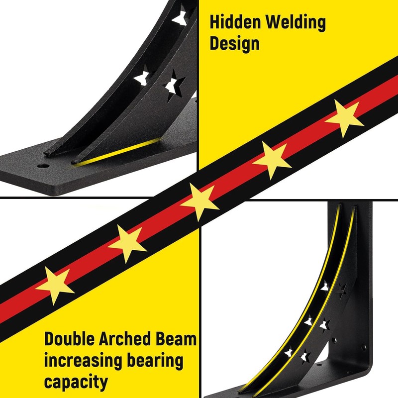 PICESA Heavy Duty Shelf Brackets，max Load 900 LBS,Premium Alloy Metal