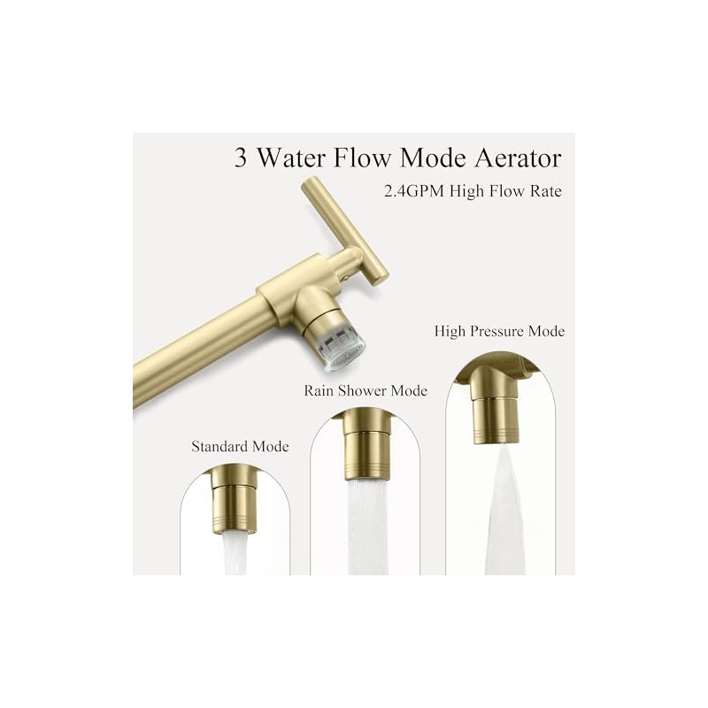 Pot Filler Faucet Wall Mount - 3 Spray Modes, Double