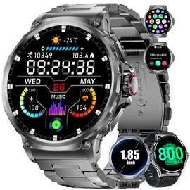 LIGE Smart Watches for Men(Answer/Make Call),1.85" HD Screen Outdoor Sports Smartwatch,800mAh Battery,Heart Rate/Sleep Monitor 5ATM Waterproof Fitness Tracker for Android iOS,3 Straps