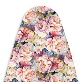 Encasa XO Ironing Board Cover and Pad 49"x18" - Free Silicone Iron Rest & Mesh Cloth - 4mm Felt, Wide Iron Board Cover with Padding - Heat Resistant, Non Slip Drawstring Wildflowers