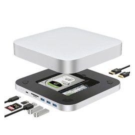 Mac mini Docking Station Type C 10in2 Silver/M.2+2.5" SSD/HDD HDMI Displayport TypeA x 3 TypeC SD microSD/Mac mini M2 Mac mini M1 Windows/m.2 ssd case mac mini hub mac mini hub/model number:MC25ProMax