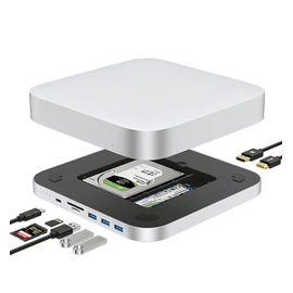Mac mini Docking Station Type C 10in2 Silver/M.2+2.5" SSD/HDD HDMI Displayport TypeA x 3 TypeC SD microSD/Mac mini M2 Mac mini M1 Windows/m.2 ssd case mac mini hub mac mini hub/model number:MC25ProMax