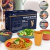 HOTEC 24-Pack Unbreakable Kitchen Plastic Wheat Straw Dinnerware Set –