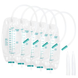 5 Pack Leg Bag Urinary Drainage Bag 1000ml Capacity with 17.7inch Tube Anti Reflux Valve Leak Resistant with Adjustable Straps Soft Green