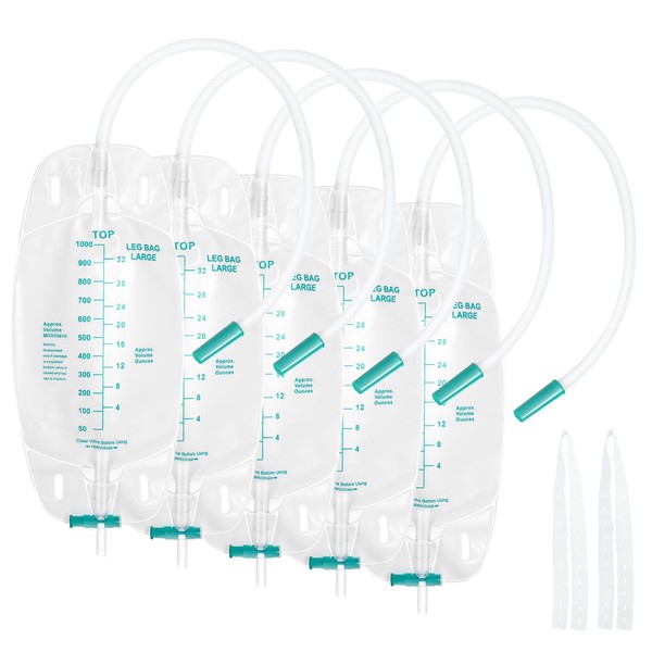 5 Pack Leg Bag Urinary Drainage Bag 1000ml Capacity with