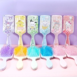 Sanrio Cartoon Beauty Comb - Large Double-Color Transparent Long-Handle Square Air Cushion Hairbrush (Foreign Trade) [Kt] Large Color Matching Square Comb 30ea