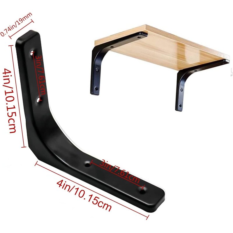 Shelf Brackets, 4 pcs Heavy Duty Wall Mounted Brackets, L