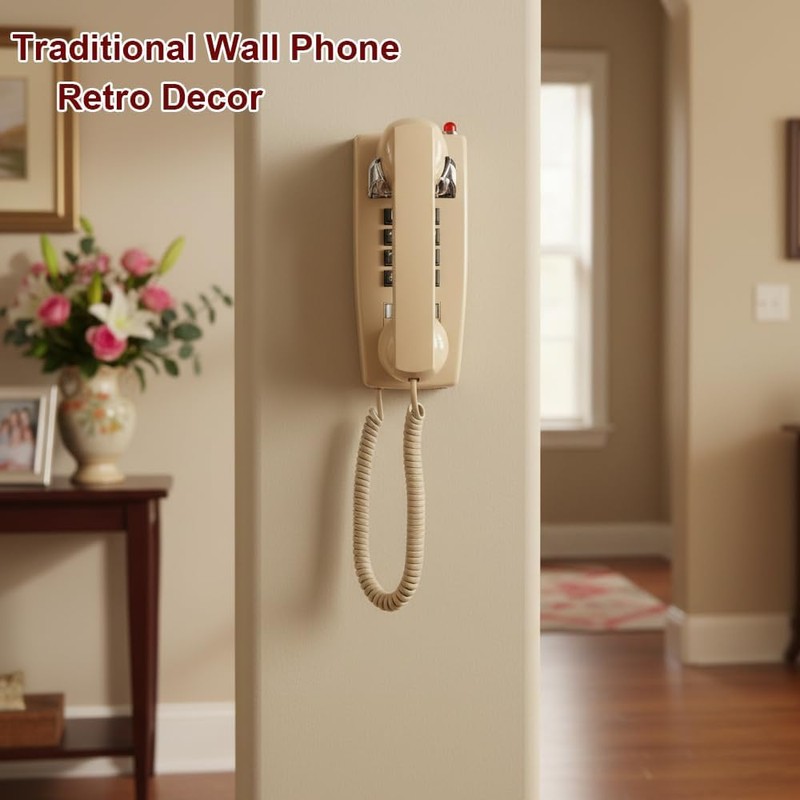Traditional Wall Phone Metal Bell,Classic 2554 Wall Telephone (Hearing Aid
