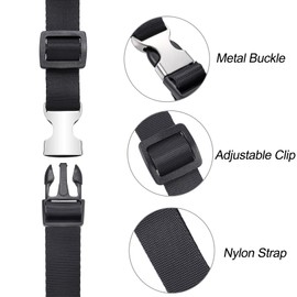 Masterwise Buckle Straps with Clips, Adjustable Nylon Straps with Buckle, Packing Straps, 4 Pack (Black-Metal, 4‘x0.75“)