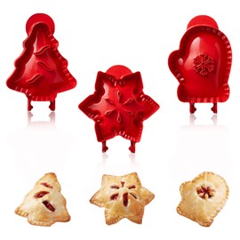 Viilich Mini Hand Pie Molds, Snowflake, Gloves and Christmas Tree Shapes 3-Piece, Fall Hand Pie Dough Presser Pocket Pie Molds,Party Potluck Hand Pie Molds, Christmas Baking Supplies