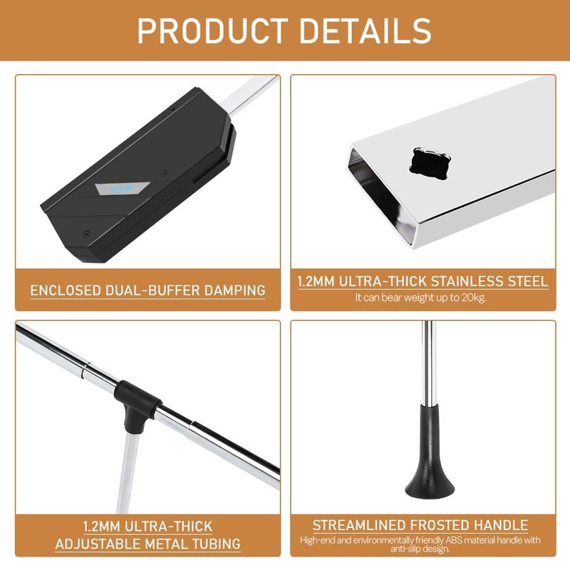 Pull Down Closet Rod, 60 lbs Load Capacity, Stainless Steel