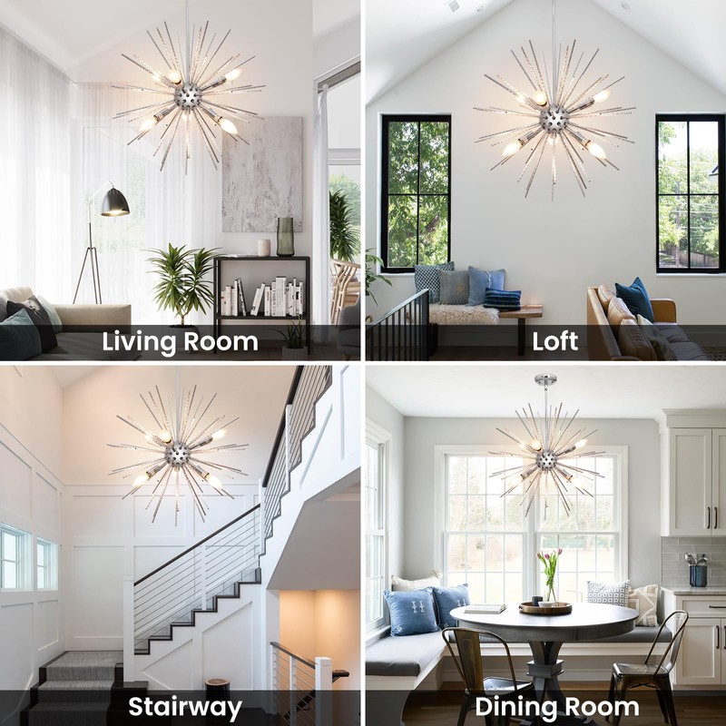 Sputnik Chandeliers - 42" Extra Large 6 Light Big Modern