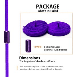 Alegrianan No Tie Shoelaces, Elastic Shoelaces for Adults/Kids，Elastic No Tie Shoe Laces, Purple, X-Large