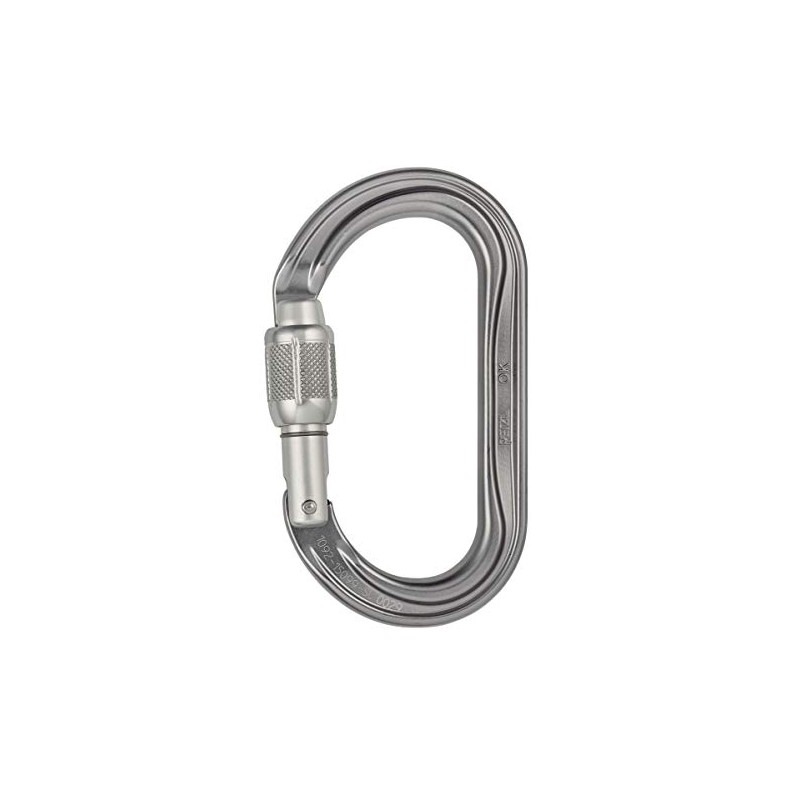 PETZL Ok Screw Lock Grey - Lightweight Oval Aluminium Safety