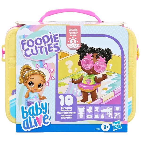 Baby Alive Foodie Cuties, Surprise Toy, 3-Inch Doll for Kids 3 and Up, 10 Surprises in Lunchbox-Style Case (Styles May Vary)