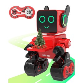 okk Robot Toys for Kids, Programmable Remote Control Robot, Interactive Toys with Coin Bank, Smart Educational Robot with LED and Tray, Walking Talking Singing Dancing Robot Gift for Boys Girls（Red）