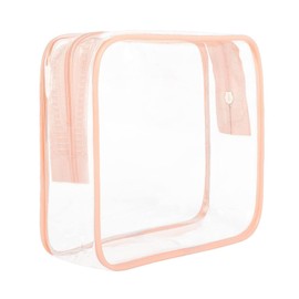 FIYUK Clear Travel Toiletry Bag TSA Approved Size Makeup Cosmetic Bag Portable Waterproof Transparent Pouch Storage, Pink