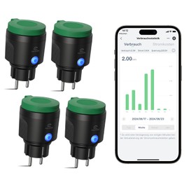 EIGHTREE WiFi Outdoor Socket, IP44 Outdoor Socket, Waterproof, WLAN Socket with Current Measurement, Compatible with Alexa, SmartThings & Google Home, Timer Function, Remote Control and Voice Control