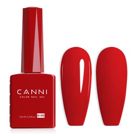 CANNI Red Gel Nail Polish, 1Pcs Red Gel Polish Bright Red Color Nail Polish Gel High Gloss Soak Off U V Gel Nail French Nail Manicure Salon DIY