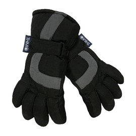 THMO Kids Thinsulate Ski Gloves for Winter Waterproof Fleece Lined Thermal Warm Ski Gloves for Boys (8-9 Years, Black)