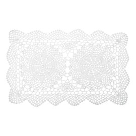 sourcing map 17x11 Inch Handmade Crochet Doilies, Polyester Cotton Table Placemats Rectangular Table Crochet Placemats for Dining Table Kitchen Parties, White