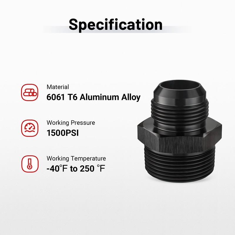 EVIL ENERGY 16AN Male Flare to 1-1/4" NPT Pipe Fitting