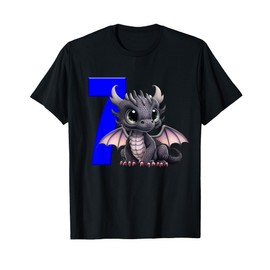 7th Birthday Shirt Dragon Party Birthday Boy Blue 7 Seven T-Shirt