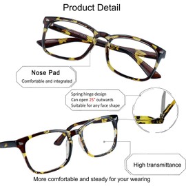 YEIN Bifocal Reading Glasses with Blue Light Blocking Lenses, Bifocal Reader for Women and Men, Vintage Square frame with Spring Hinge (+0.50/+2.50 magnification)