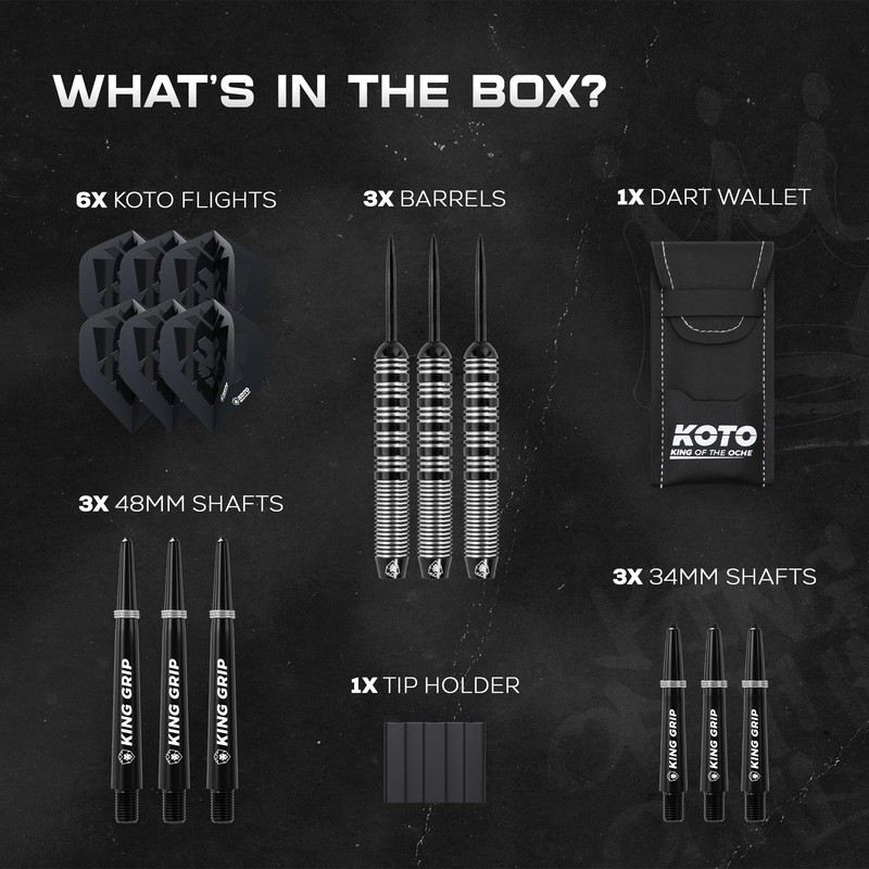 KOTO Tribute Darts 14 G, Black & Silver, Darts Set