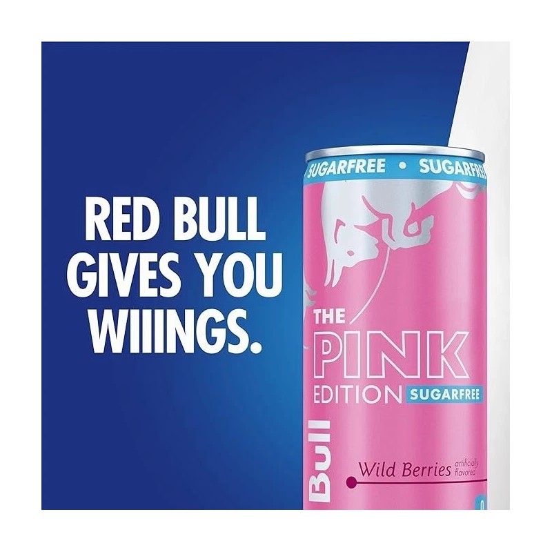 Red Bull Pink Edition Sugar Free Energy Drink, Wild Berries,