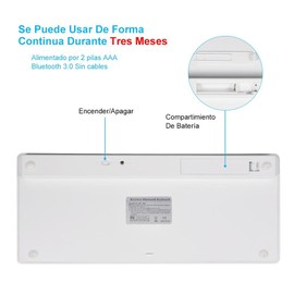 Teclado Español, 78 Teclas Teclado Inalámbrico Ultradelgado Bluetooth Inalámbrico Español Teclado Portátil Compatible con Windows 2000, NT, XP, Vista, Mac iOS.