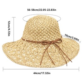 SHSHbuy Sonnenhut Damen,Sonnenhüte Damen Faltbarer UV Schutz Fischerhut,Outdoor Hut Atmungsaktiv Strandhut Boho Sonnenhut für Reisen,Urlaub Outdoor-Aktivitäten 56-58cm