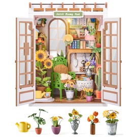 Rolife DIY Book Nook Kit Secret Bloomy Nook, Secret Garden Floral Theme 3D Wooden Puzzle, Plant & Flower Decor for Bookshelf, Creative Gift for Plant Lovers
