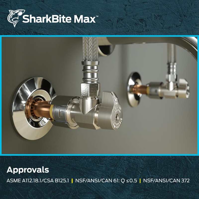 SharkBite Max 1/2 x 3/8 Inch Compression Angle Stop Valve,
